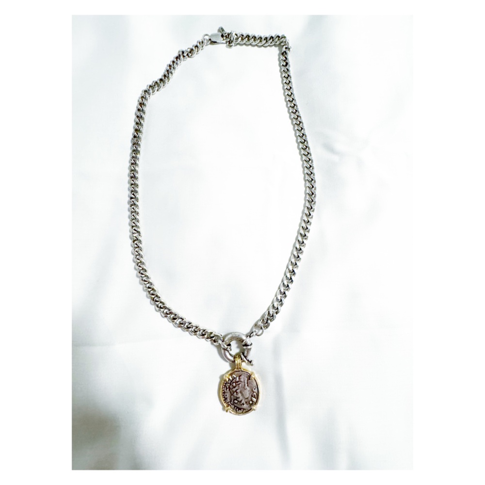 Zara Silver Chain Necklace with Gold Pendant